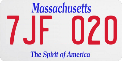 MA license plate 7JF020