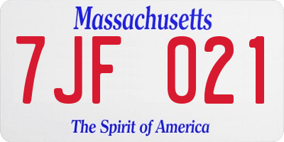 MA license plate 7JF021