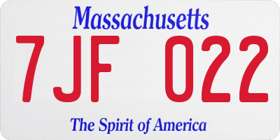 MA license plate 7JF022