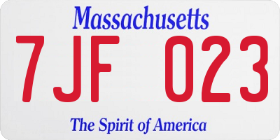 MA license plate 7JF023