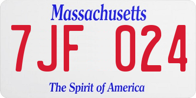 MA license plate 7JF024