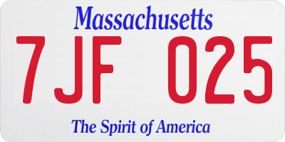 MA license plate 7JF025