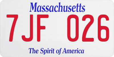 MA license plate 7JF026