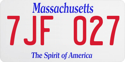 MA license plate 7JF027