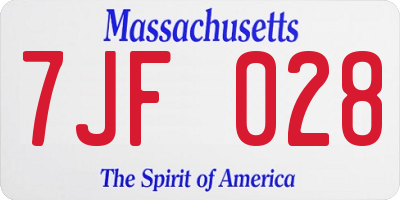 MA license plate 7JF028