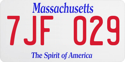 MA license plate 7JF029
