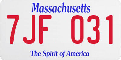 MA license plate 7JF031