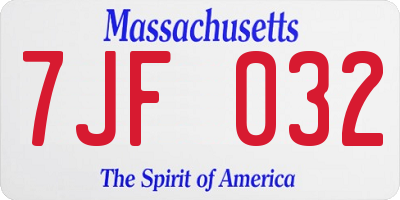 MA license plate 7JF032