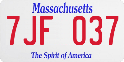 MA license plate 7JF037