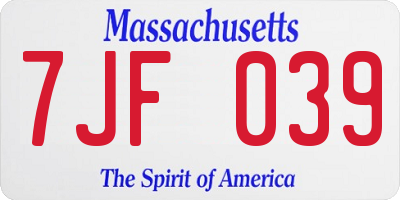 MA license plate 7JF039