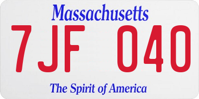 MA license plate 7JF040