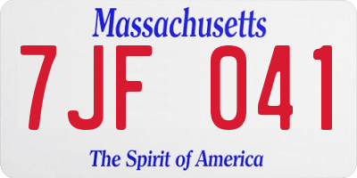 MA license plate 7JF041