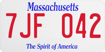 MA license plate 7JF042