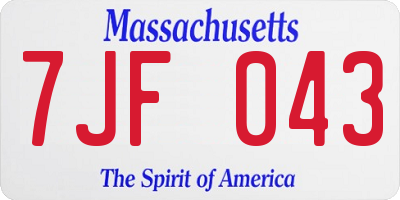 MA license plate 7JF043