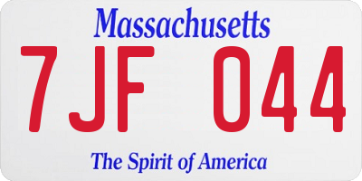 MA license plate 7JF044