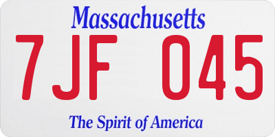 MA license plate 7JF045