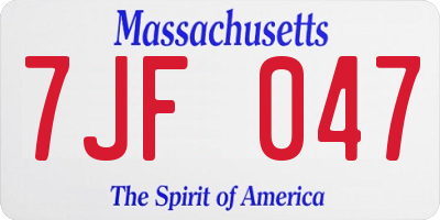 MA license plate 7JF047