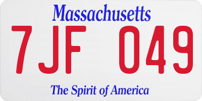 MA license plate 7JF049