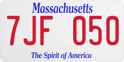 MA license plate 7JF050