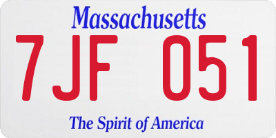 MA license plate 7JF051