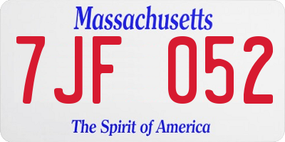 MA license plate 7JF052