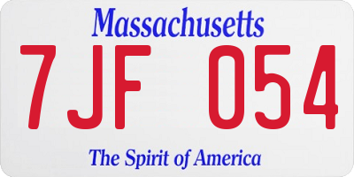 MA license plate 7JF054