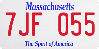 MA license plate 7JF055
