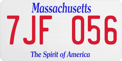 MA license plate 7JF056
