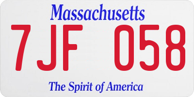 MA license plate 7JF058