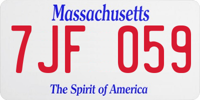 MA license plate 7JF059
