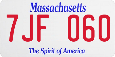 MA license plate 7JF060
