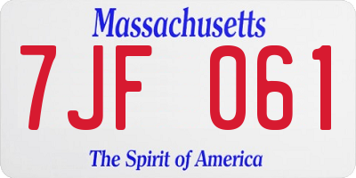 MA license plate 7JF061
