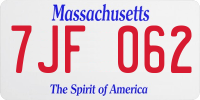 MA license plate 7JF062