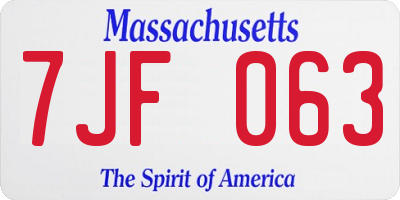MA license plate 7JF063