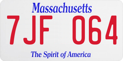MA license plate 7JF064