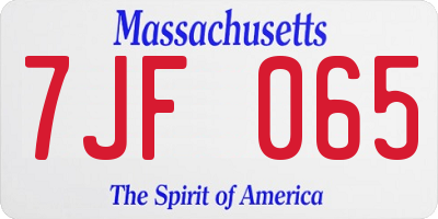 MA license plate 7JF065