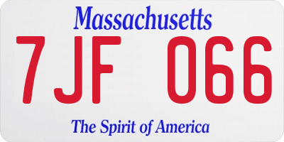 MA license plate 7JF066