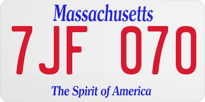 MA license plate 7JF070