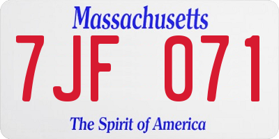 MA license plate 7JF071