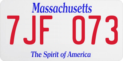 MA license plate 7JF073