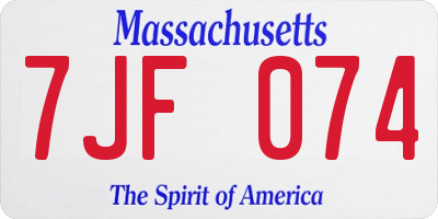 MA license plate 7JF074