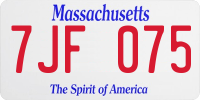 MA license plate 7JF075