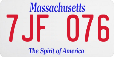 MA license plate 7JF076