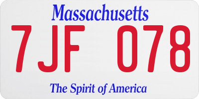 MA license plate 7JF078