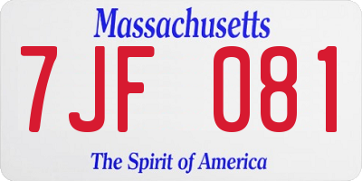 MA license plate 7JF081