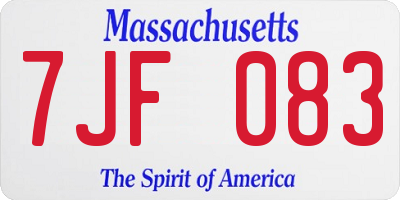 MA license plate 7JF083