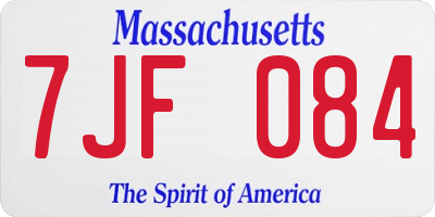 MA license plate 7JF084