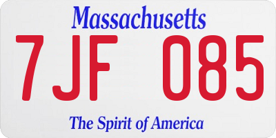 MA license plate 7JF085