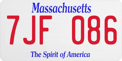 MA license plate 7JF086