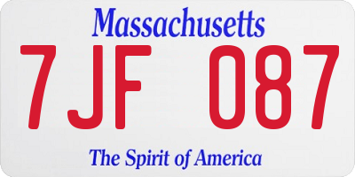 MA license plate 7JF087